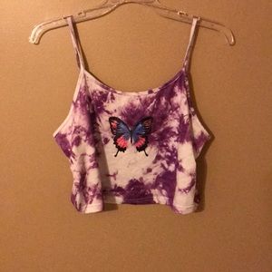 Tie dye butterfly crop top